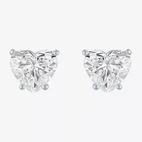 Si1-Si2/E-F 2 CT. T.W. Lab Grown White Diamond 14K White Gold 7.3mm Heart Stud Earrings