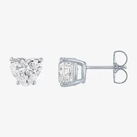 Si1-Si2/E-F 2 CT. T.W. Lab Grown White Diamond 14K White Gold 7.3mm Heart Stud Earrings