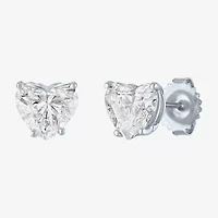 Si1-Si2/E-F 3 CT. T.W. Lab Grown White Diamond 14K White Gold 8.1mm Heart Stud Earrings