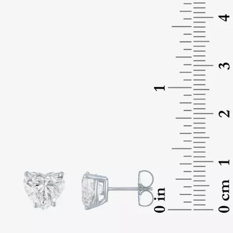 Si1-Si2/E-F 3 CT. T.W. Lab Grown White Diamond 14K White Gold 8.1mm Heart Stud Earrings