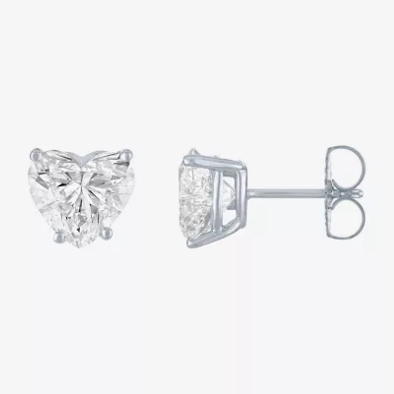 Si1-Si2/E-F 3 CT. T.W. Lab Grown White Diamond 14K White Gold 8.1mm Heart Stud Earrings