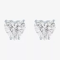 Si1-Si2/E-F 4 CT. T.W. Lab Grown White Diamond 14K White Gold 8.5mm Heart Stud Earrings
