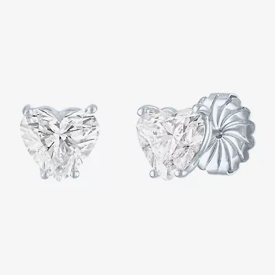 Si1-Si2/E-F 4 CT. T.W. Lab Grown White Diamond 14K White Gold 8.5mm Heart Stud Earrings