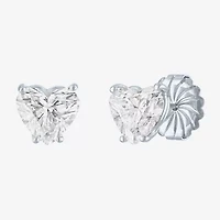 Si1-Si2/E-F 4 CT. T.W. Lab Grown White Diamond 14K White Gold 8.5mm Heart Stud Earrings
