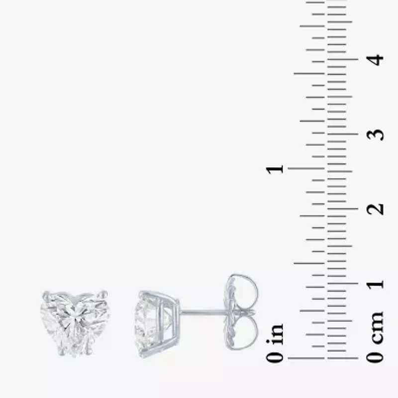 Si1-Si2/E-F 4 CT. T.W. Lab Grown White Diamond 14K White Gold 8.5mm Heart Stud Earrings