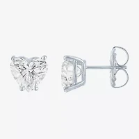 Si1-Si2/E-F 4 CT. T.W. Lab Grown White Diamond 14K White Gold 8.5mm Heart Stud Earrings
