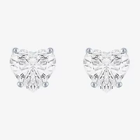 Si1-Si2/E-F 1 CT. T.W. Lab Grown White Diamond 10K White Gold 6mm Heart Stud Earrings