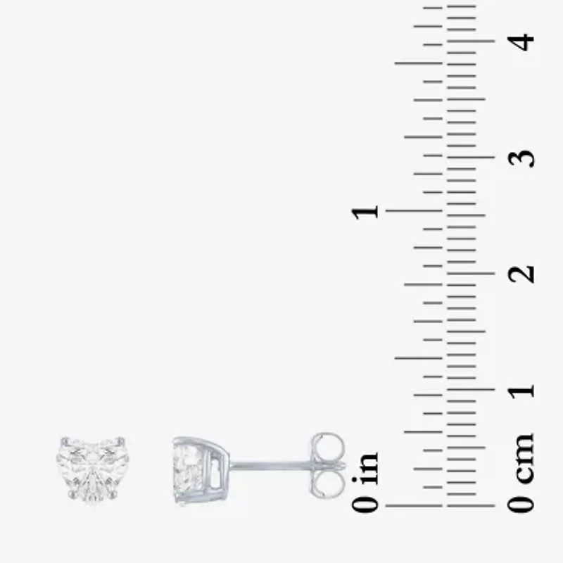 Si1-Si2/E-F 1 CT. T.W. Lab Grown White Diamond 10K White Gold 6mm Heart Stud Earrings