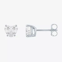 Si1-Si2/E-F 1 CT. T.W. Lab Grown White Diamond 10K White Gold 6mm Heart Stud Earrings