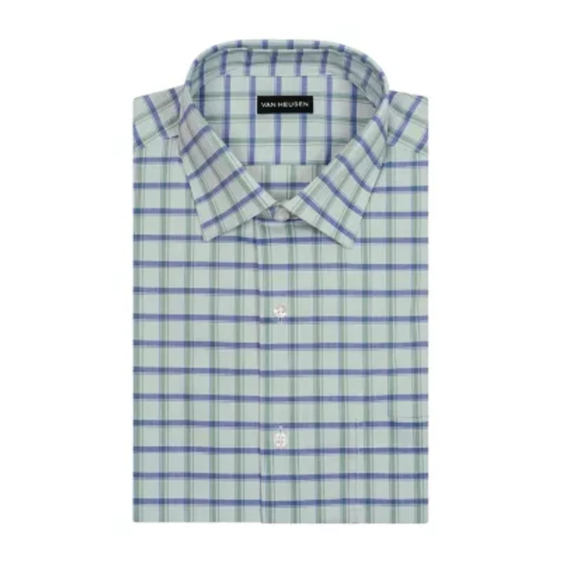 Van Heusen Fitted Everyday Defense Stain Shield Mens Modern Fit Stretch Fabric Wrinkle Free Long Sleeve Dress Shirt
