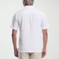 Cubavera Tropical Dobby Placement Mens Short Sleeve Regular Fit Button-Down Shirt
