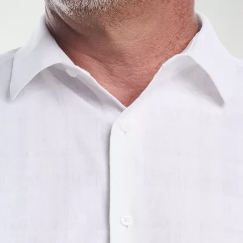 Cubavera Tropical Dobby Placement Mens Short Sleeve Regular Fit Button-Down Shirt