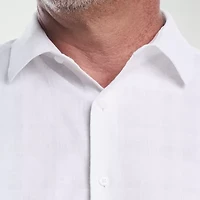 Cubavera Tropical Dobby Placement Mens Short Sleeve Regular Fit Button-Down Shirt