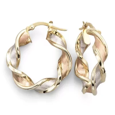 10K Gold Twisted Hoop Earrings