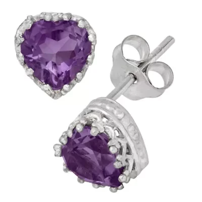Genuine Amethyst Sterling Silver Earrings