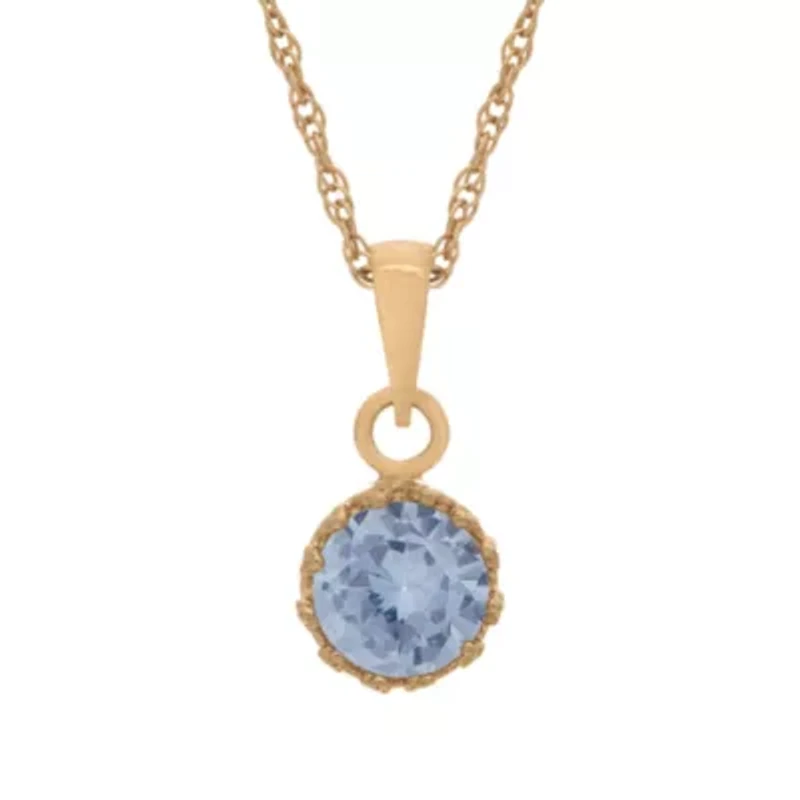 Lab-Created Aquamarine 14K Gold Over Silver Pendant Necklace