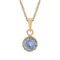 Lab-Created Aquamarine 14K Gold Over Silver Pendant Necklace
