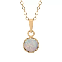 Simulated Opal 14K Gold Over Silver Pendant Necklace