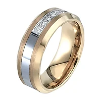 Mens 8MM 1/5 CT. Natural White Diamond Tungsten Wedding Band