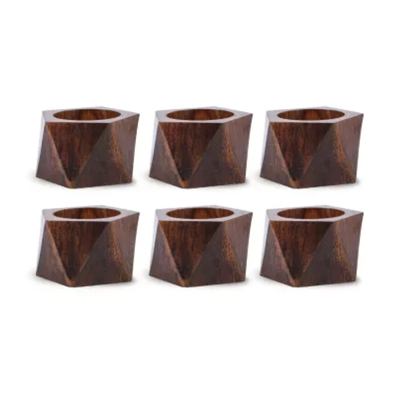 Design Imports Wood Triangle 6-pc. Napkin Rings