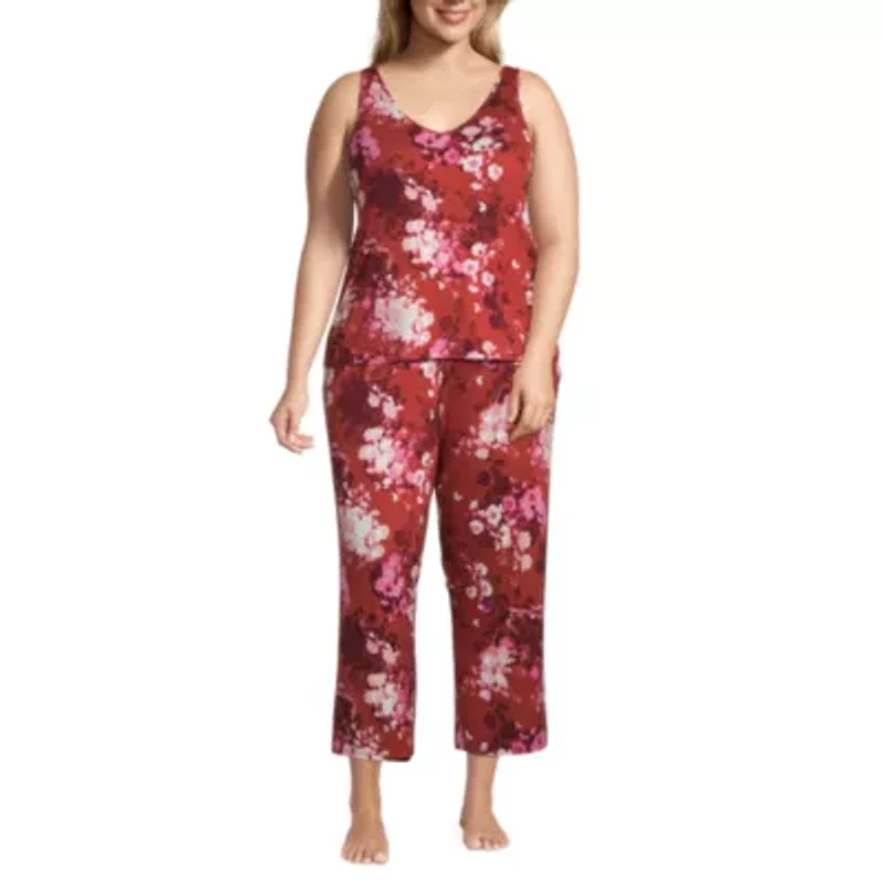 Ambrielle Womens Sleeveless 2-pc. Plus Pajama Sets