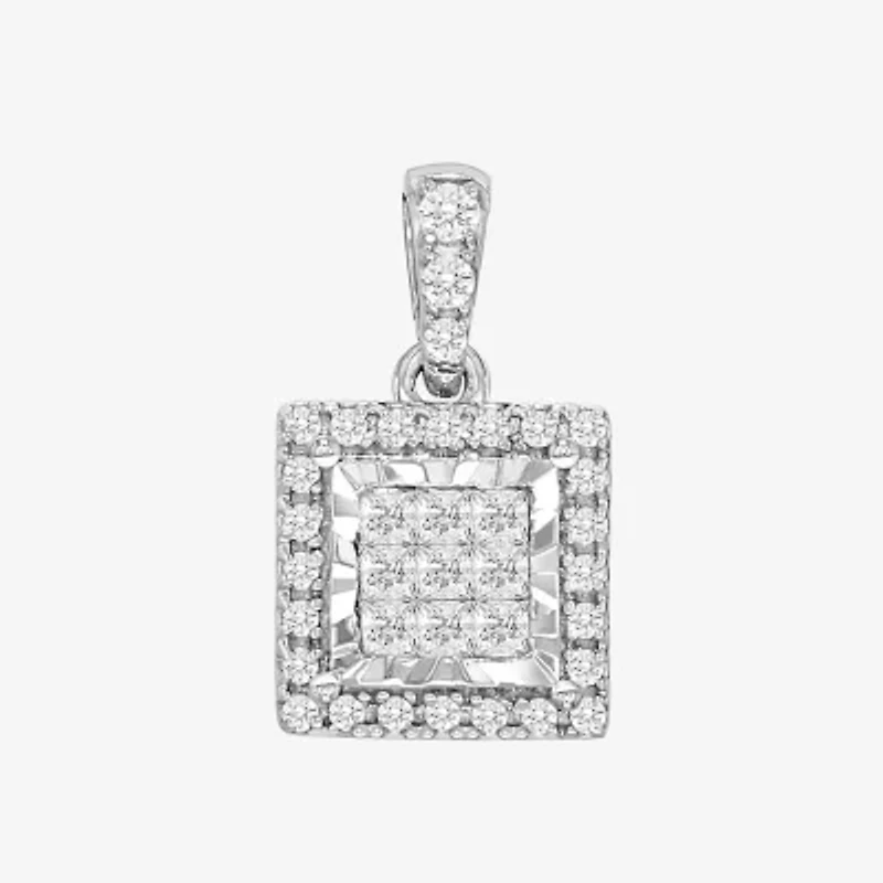 Tru Miracle Womens 1/4 CT. T.W. Natural White Diamond 10K White Gold 18 Inch Pendant Necklace