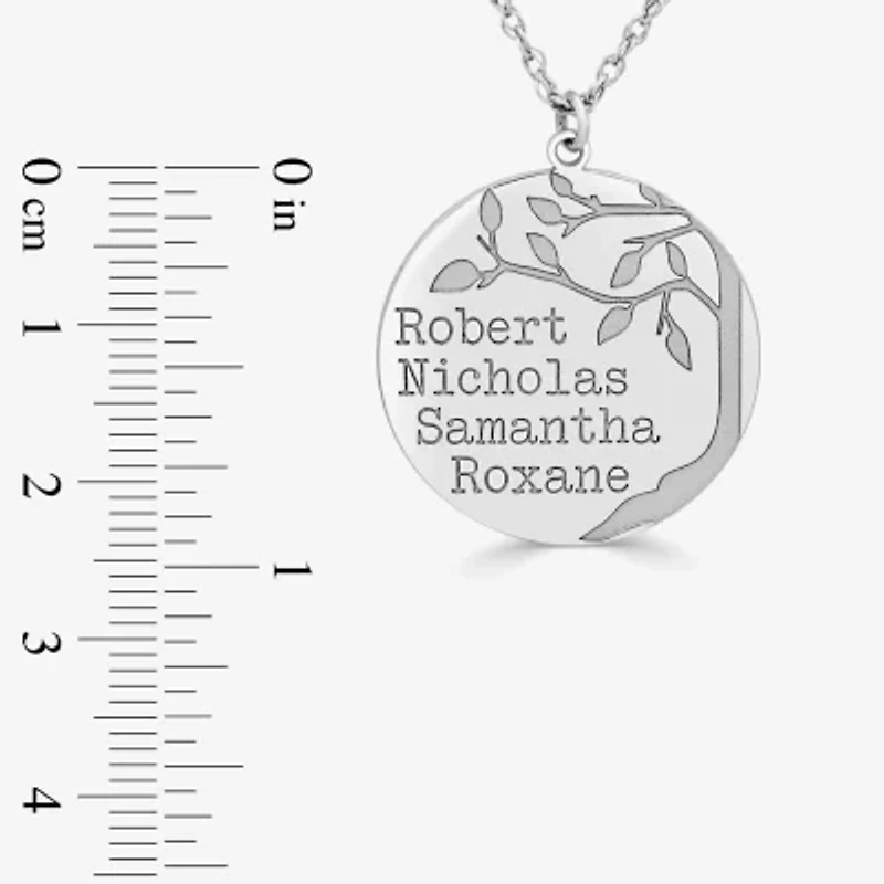 Personalized Womens Sterling Silver Family Tree Name Pendant Necklace
