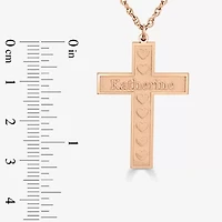 Personalized Womens 14K Gold Heart Cross Name Pendant Necklace