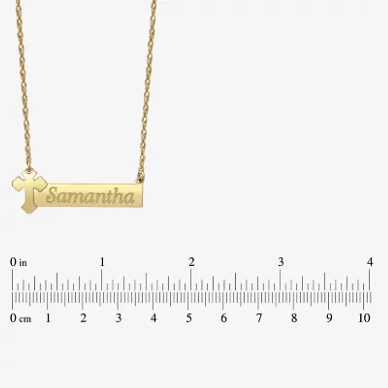 Personalized Womens Sterling Silver Cross Bar Name Pendant Necklace