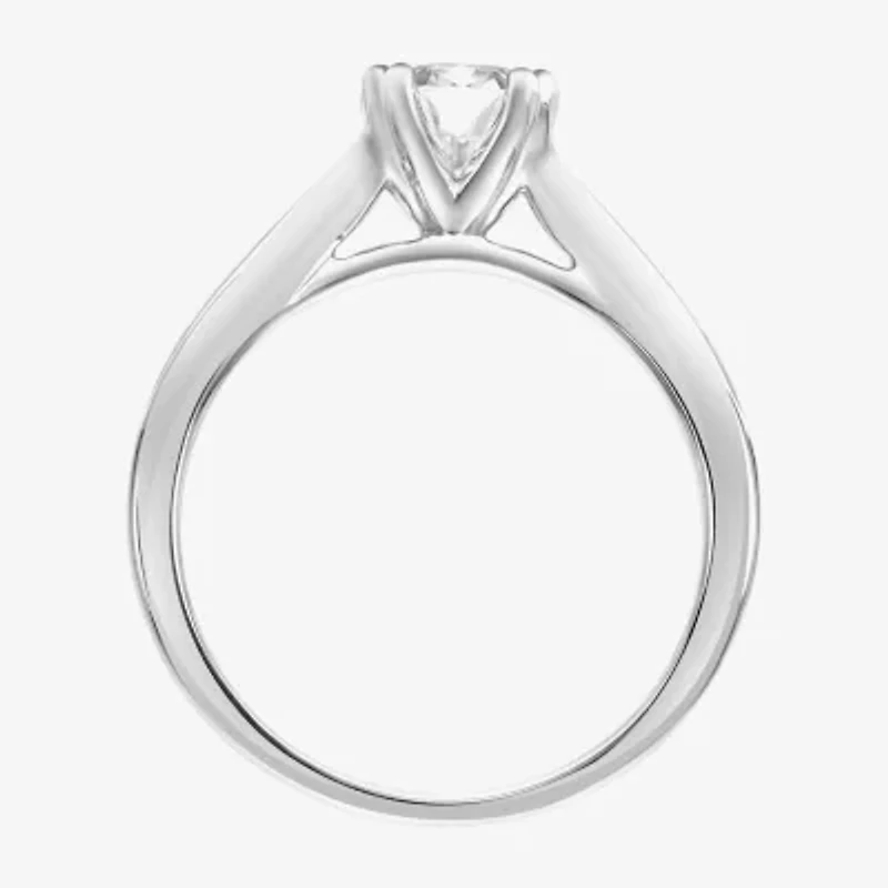 Womens 1 CT. T.W. Lab Created White Moissanite Sterling Silver Round Solitaire Engagement Ring