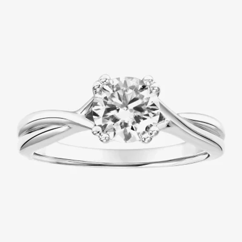 Womens 1 CT. T.W. Lab Created White Moissanite Sterling Silver Round Solitaire Engagement Ring