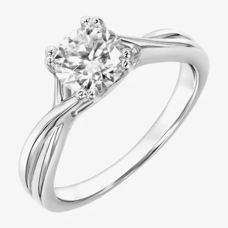 Womens 1 CT. T.W. Lab Created White Moissanite Sterling Silver Round Solitaire Engagement Ring