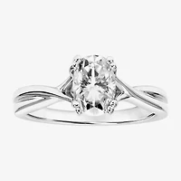 Womens 1 CT. T.W. Lab Created White Moissanite Sterling Silver Oval Engagement Ring