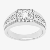 Mens 9M 1 1/2 CT. Lab Created White Moissanite Sterling Silver Round Wedding Band