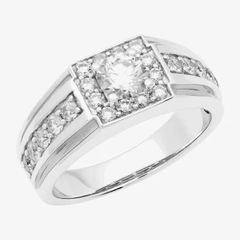 Mens 9M 1 1/2 CT. Lab Created White Moissanite Sterling Silver Round Wedding Band