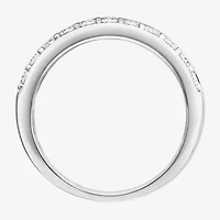 Womens 9M 1 CT. Lab Created White Moissanite Sterling Silver Round Anniversary Band