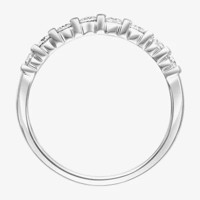 Womens 8.5MM 1 CT. Lab Created White Moissanite Sterling Silver Round Anniversary Band