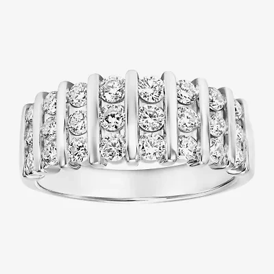 Womens 8.5MM 1 CT. Lab Created White Moissanite Sterling Silver Round Anniversary Band