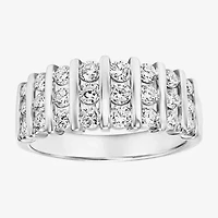 Womens 8.5MM 1 CT. Lab Created White Moissanite Sterling Silver Round Anniversary Band