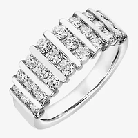 Womens 8.5MM 1 CT. Lab Created White Moissanite Sterling Silver Round Anniversary Band