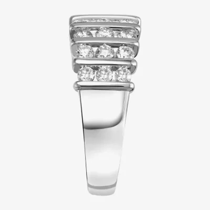 Womens 8.5MM 1 CT. Lab Created White Moissanite Sterling Silver Round Anniversary Band