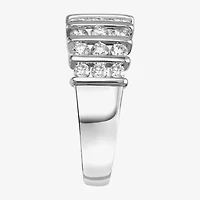 Womens 8.5MM 1 CT. Lab Created White Moissanite Sterling Silver Round Anniversary Band