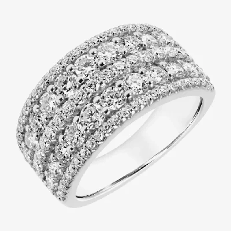 Womens 10MM 2 CT. Lab Created White Moissanite Sterling Silver Round Anniversary Band