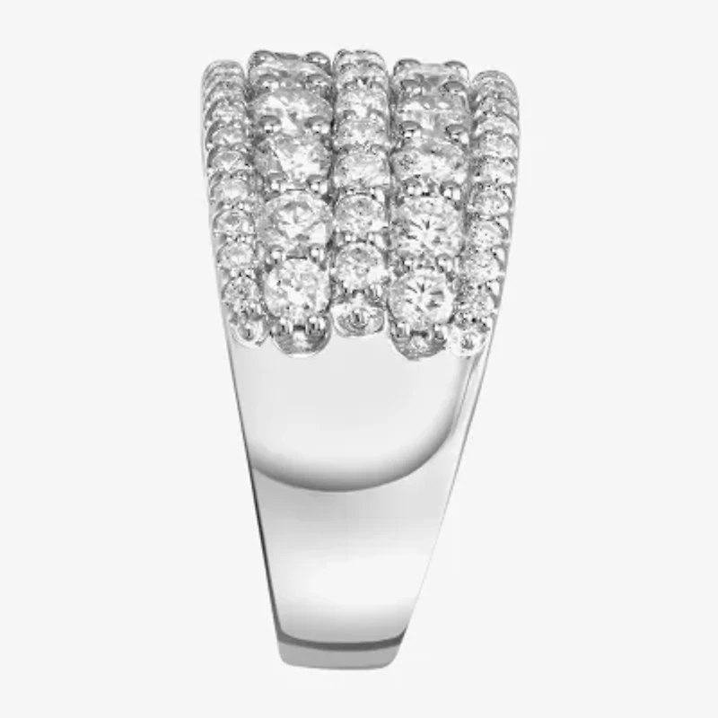 Womens 10MM 2 CT. Lab Created White Moissanite Sterling Silver Round Anniversary Band