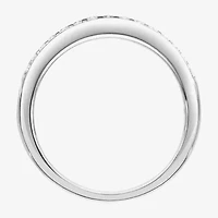 Womens 9M 1 CT. Lab Created White Moissanite Sterling Silver Round Anniversary Band