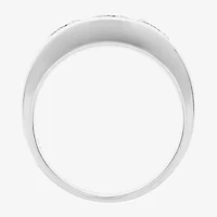 Mens 8.5MM 2 CT. Lab Created White Moissanite Sterling Silver Round Wedding Band