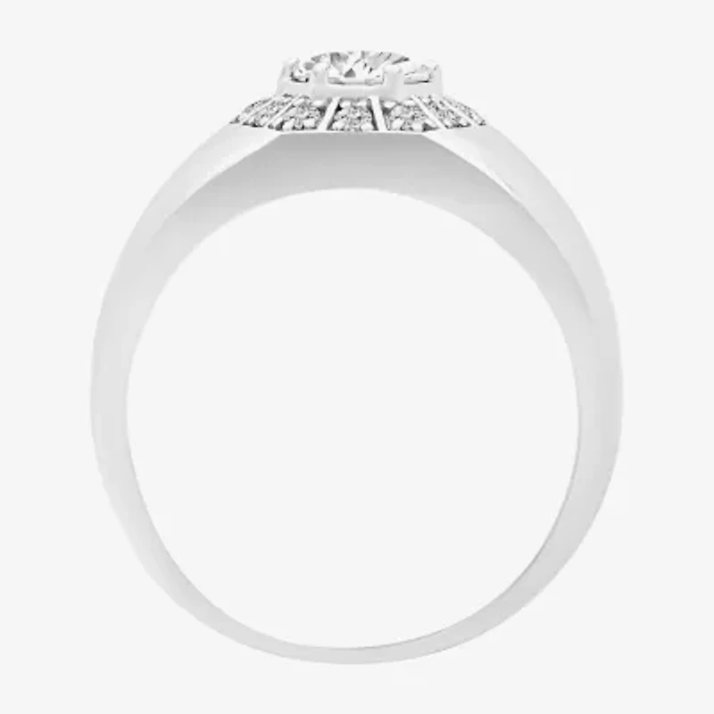 Mens 11.5MM 1 CT. Lab Created White Moissanite Sterling Silver Round Wedding Band