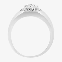 Mens 11.5MM 1 CT. Lab Created White Moissanite Sterling Silver Round Wedding Band