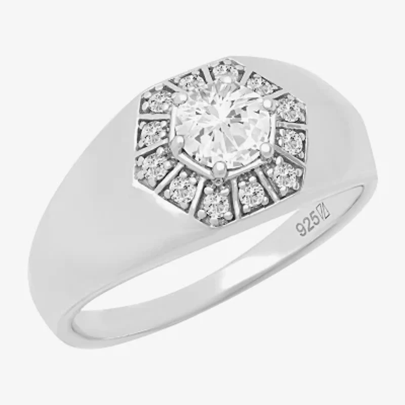 Mens 11.5MM 1 CT. Lab Created White Moissanite Sterling Silver Round Wedding Band