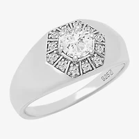 Mens 11.5MM 1 CT. Lab Created White Moissanite Sterling Silver Round Wedding Band